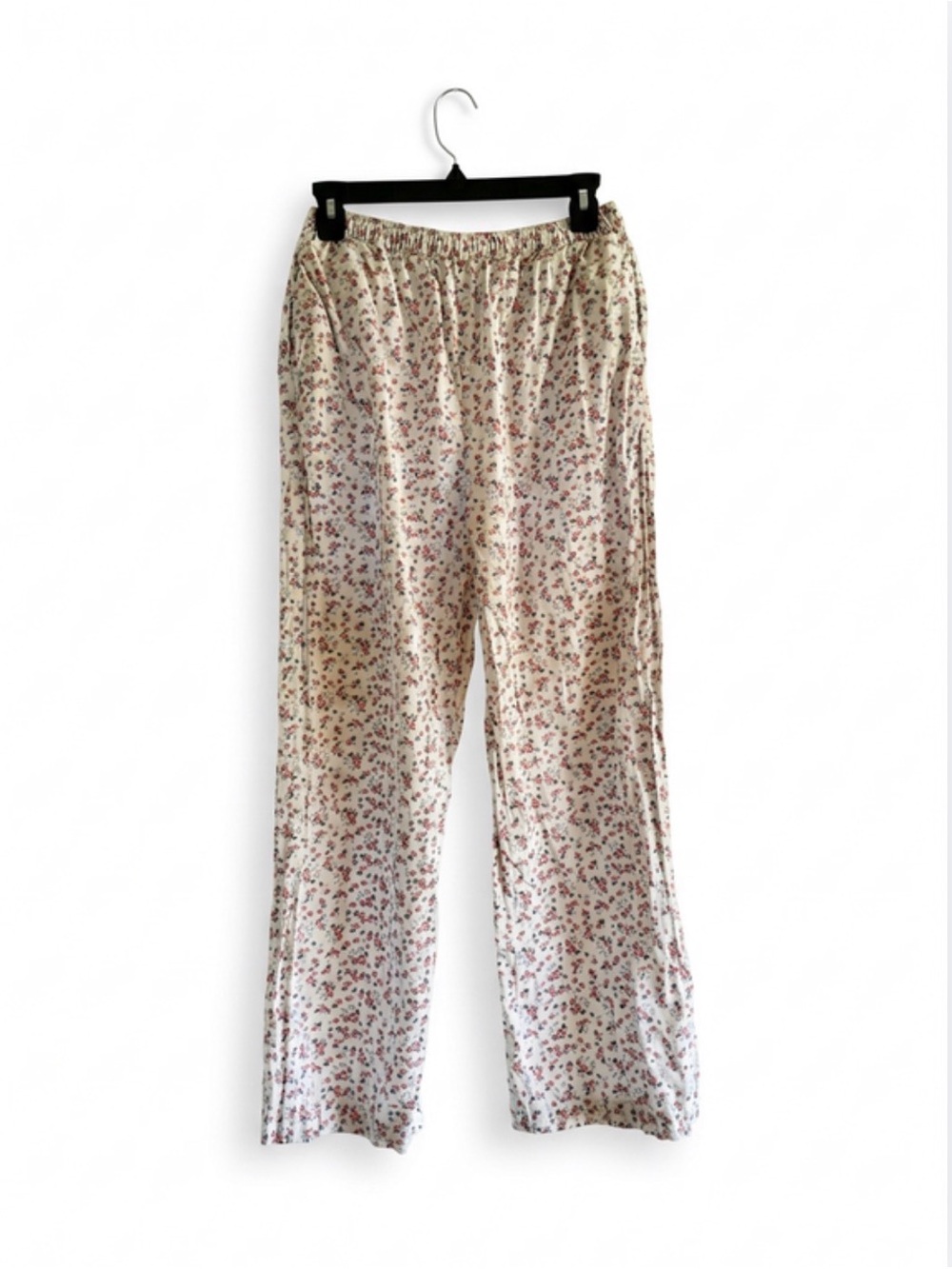 Better Together Women's Cream Floral Elastic Waist Pants Size L Coquette Cottage
